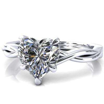 Lucia Heart Moissanite 5 Claw Prong 1/2 Infinity Solitaire Ring Engagement Ring-FIRE & BRILLIANCE