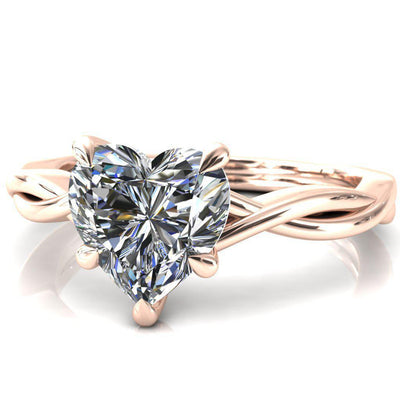 Lucia Heart Moissanite 5 Claw Prong 1/2 Infinity Solitaire Ring Engagement Ring-FIRE & BRILLIANCE