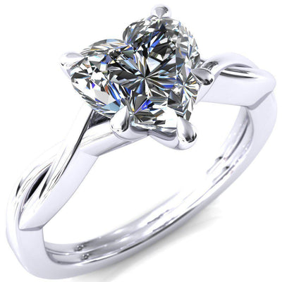 Lucia Heart Moissanite 5 Claw Prong 1/2 Infinity Solitaire Ring Engagement Ring-FIRE & BRILLIANCE