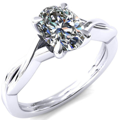Lucia Oval Moissanite 4 Claw Prong 1/2 Infinity Solitaire Ring Engagement Ring-FIRE & BRILLIANCE