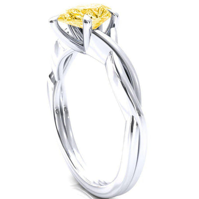 Lucia Pear Canary Yellow 5 Claw Prong 1/2 Infinity Solitaire Ring Engagement Ring-FIRE & BRILLIANCE