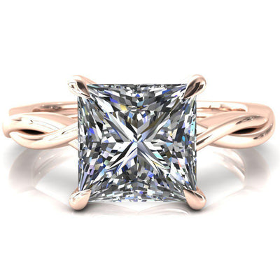 Lucia Princess/Square Moissanite 4 Claw Prong 1/2 Infinity Solitaire Ring Engagement Ring-FIRE & BRILLIANCE