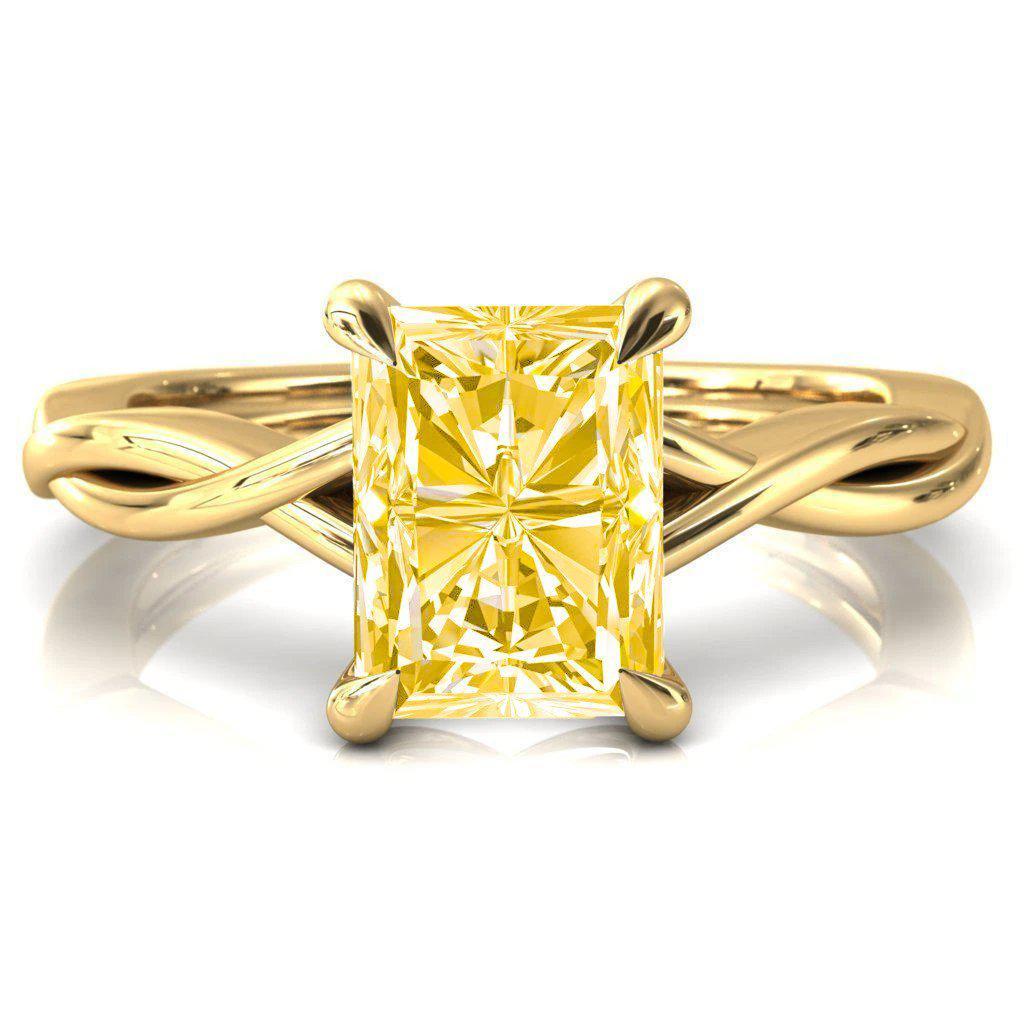 Lucia Radiant Canary Yellow 4 Claw Prong 1/2 Infinity Solitaire Ring Engagement Ring-FIRE & BRILLIANCE