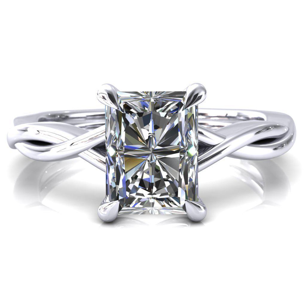 Lucia Radiant Moissanite 4 Claw Prong 1/2 Infinity Solitaire Ring Engagement Ring-FIRE & BRILLIANCE