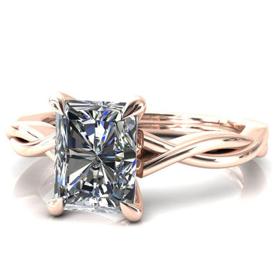 Lucia Radiant Moissanite 4 Claw Prong 1/2 Infinity Solitaire Ring Engagement Ring-FIRE & BRILLIANCE