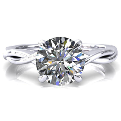 Lucia Round Moissanite 4 Claw Prong 1/2 Infinity Solitaire Ring Engagement Ring-FIRE & BRILLIANCE