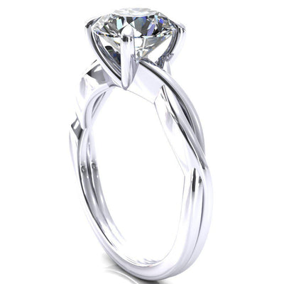 Lucia Round Moissanite 4 Claw Prong 1/2 Infinity Solitaire Ring Engagement Ring-FIRE & BRILLIANCE