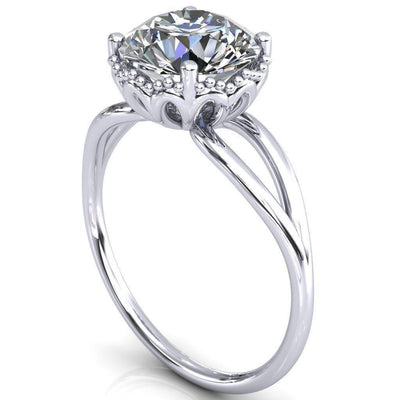 Lucky Bouquet Round Moissanite Engagement Ring-Custom-Made Jewelry-Fire & Brilliance ®