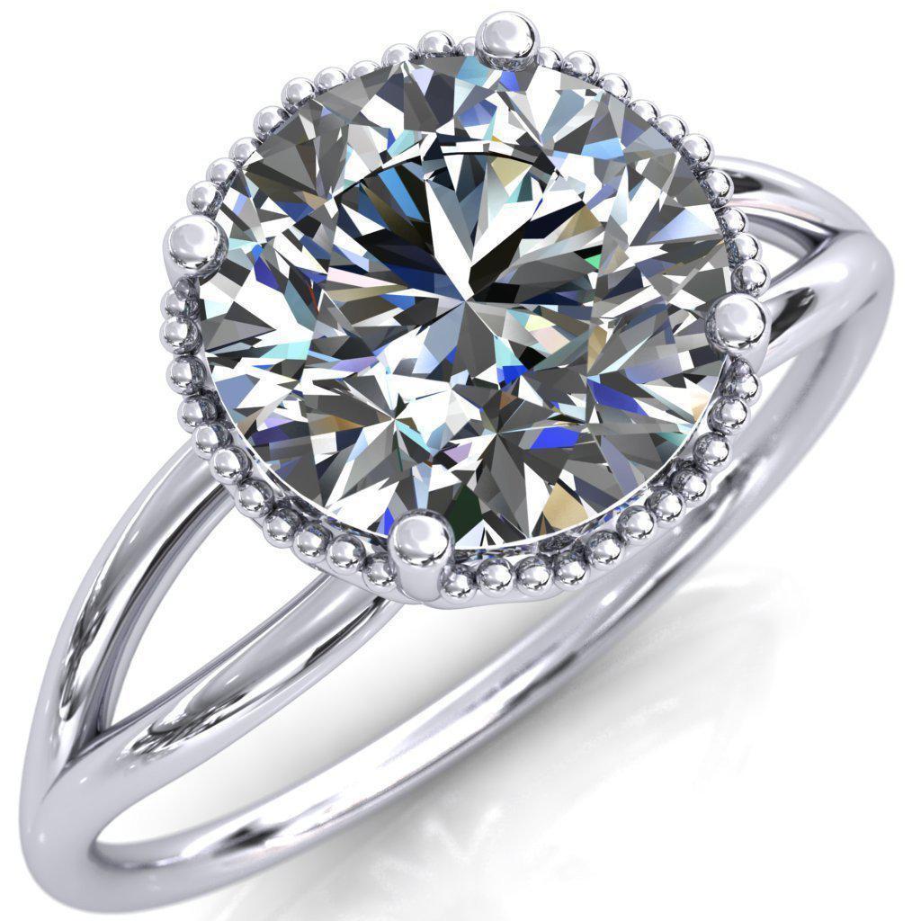 Lucky Bouquet Round Moissanite Engagement Ring-Custom-Made Jewelry-Fire & Brilliance ®