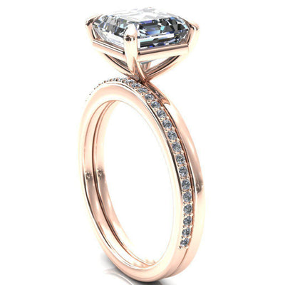 Lyla Asscher Moissanite 4 Claw Prong Single Rail Solitaire Ring-Custom-Made Jewelry-Fire & Brilliance ®