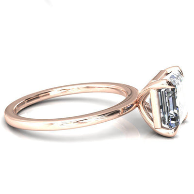 Lyla Asscher Moissanite 4 Claw Prong Single Rail Solitaire Ring-Custom-Made Jewelry-Fire & Brilliance ®