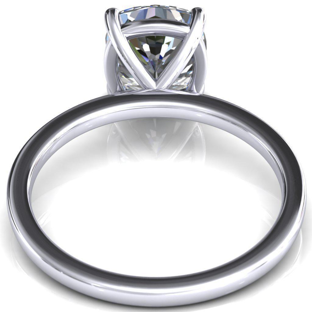 Lyla Cushion Moissanite 4 Claw Prong Single Rail Solitaire Ring-Custom-Made Jewelry-Fire & Brilliance ®