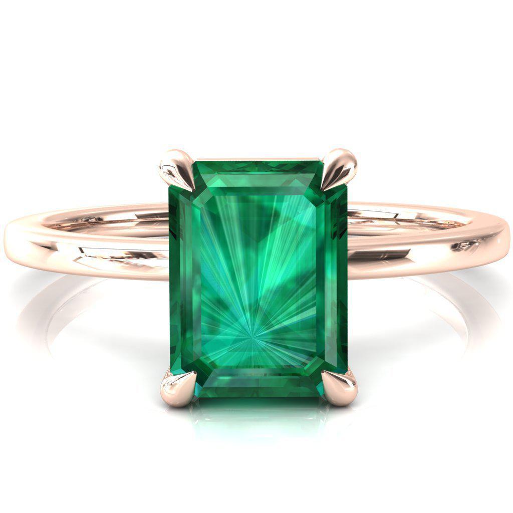 Lyla Emerald Emerald 4 Claw Prong Single Rail Solitaire Ring-FIRE & BRILLIANCE