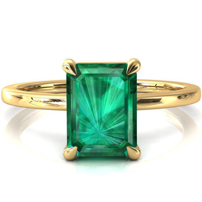 Lyla Emerald Emerald 4 Claw Prong Single Rail Solitaire Ring-FIRE & BRILLIANCE