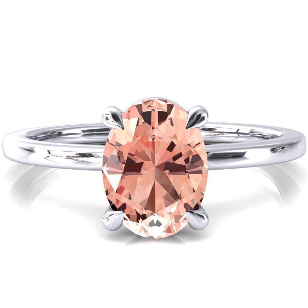 Lyla Oval Champagne Sapphire 4 Claw Prong Single Rail Solitaire Ring-FIRE & BRILLIANCE