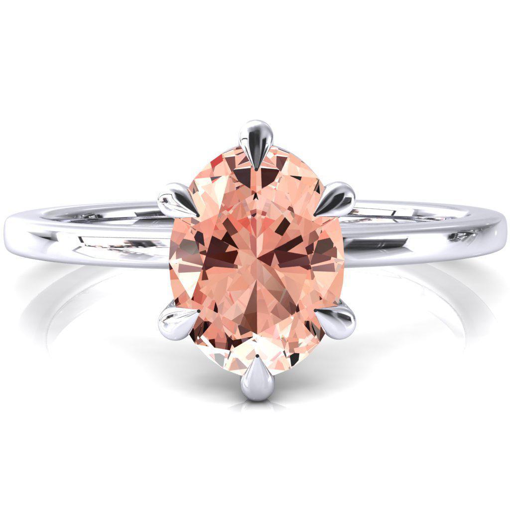 Lyla Oval Champagne Sapphire 6 Claw Prong Single Rail Solitaire Ring-FIRE & BRILLIANCE