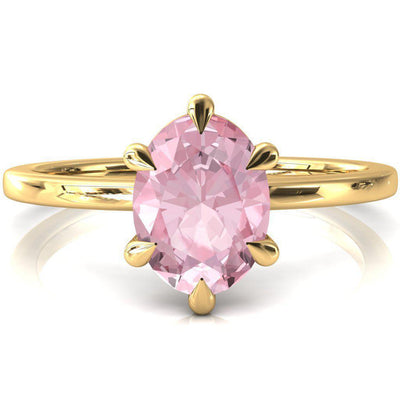 Lyla Oval Pink Sapphire 6 Claw Prong Single Rail Solitaire Ring-FIRE & BRILLIANCE