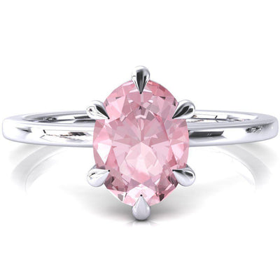 Lyla Oval Pink Sapphire 6 Claw Prong Single Rail Solitaire Ring-FIRE & BRILLIANCE
