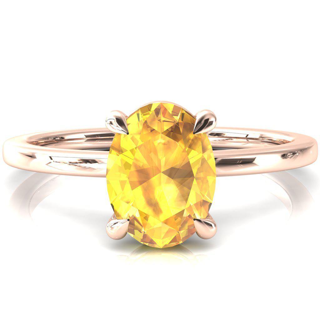 Lyla Oval Yellow Sapphire 4 Claw Prong Single Rail Solitaire Ring-FIRE & BRILLIANCE