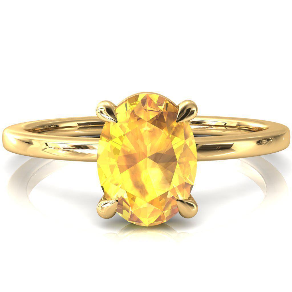 Lyla Oval Yellow Sapphire 4 Claw Prong Single Rail Solitaire Ring-FIRE & BRILLIANCE