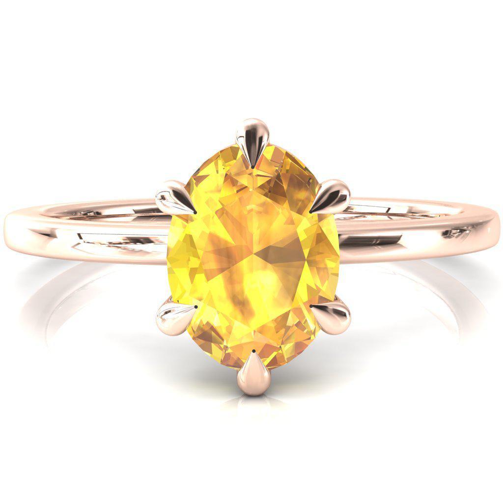 Lyla Oval Yellow Sapphire 6 Claw Prong Single Rail Solitaire Ring-FIRE & BRILLIANCE