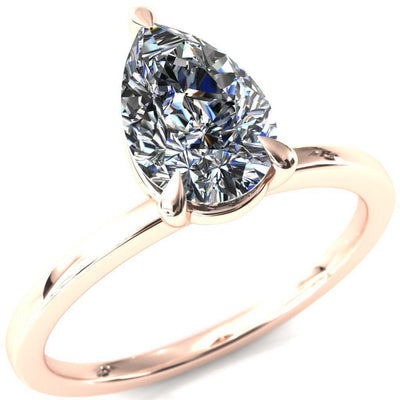 Lyla Pear Moissanite 3 Claw Prong Single Rail Solitaire Ring-Custom-Made Jewelry-Fire & Brilliance ®