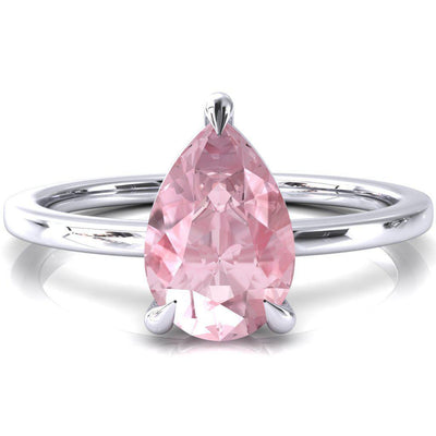 Lyla Pear Pink Sapphire 4 Claw Prong Single Rail Solitaire Ring-FIRE & BRILLIANCE