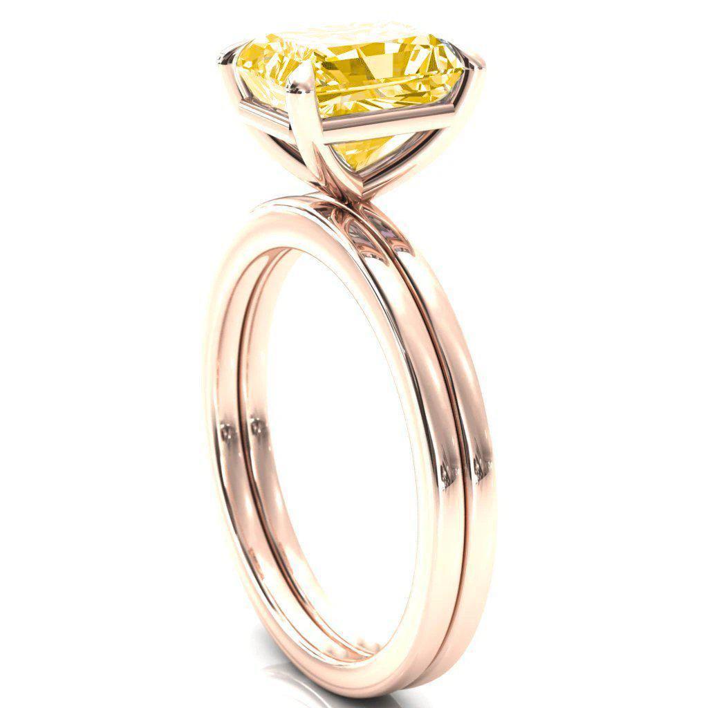 Lyla Radiant Canary Yellow 4 Claw Prong Single Rail Solitaire Ring-FIRE & BRILLIANCE