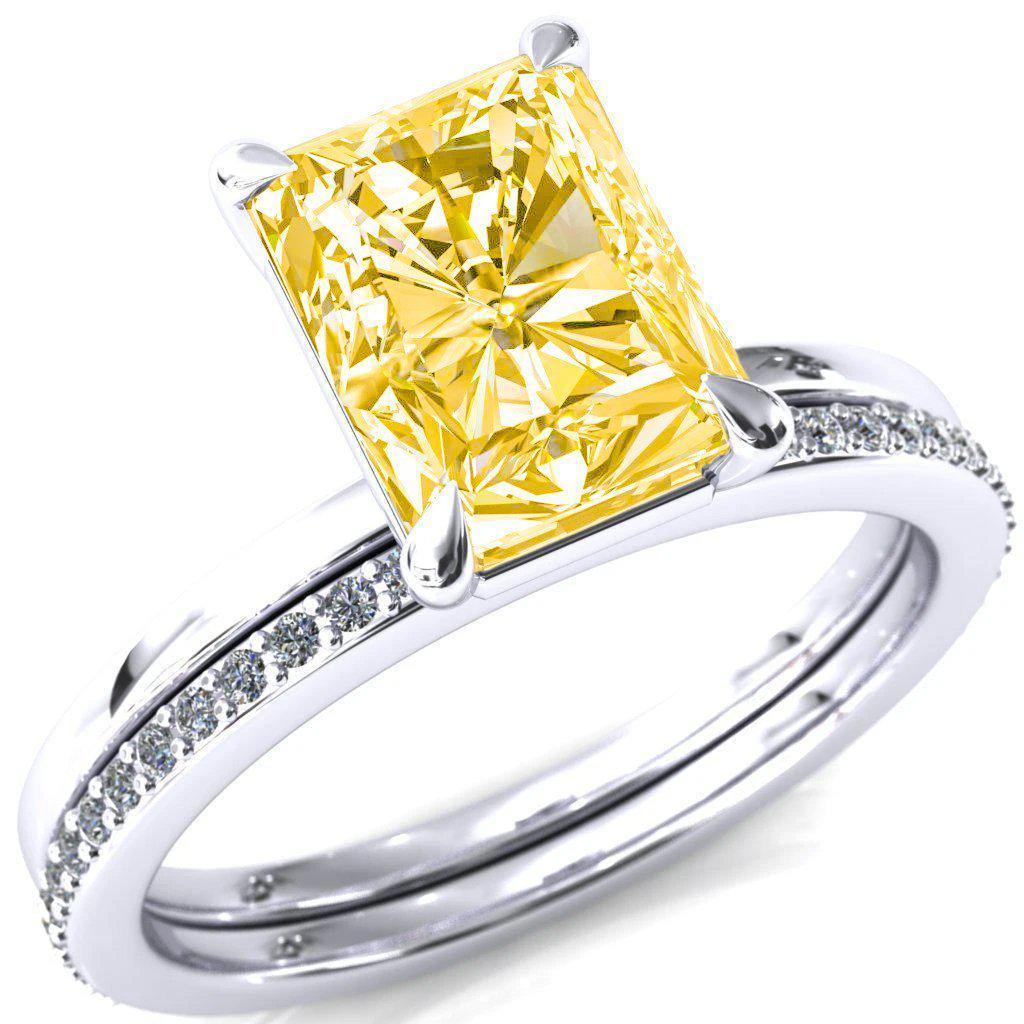 Lyla Radiant Canary Yellow 4 Claw Prong Single Rail Solitaire Ring-FIRE & BRILLIANCE