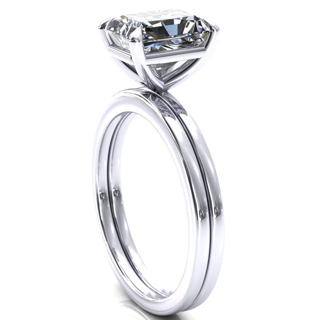 Lyla Radiant Moissanite 4 Claw Prong Single Rail Solitaire Ring-Custom-Made Jewelry-Fire & Brilliance ®