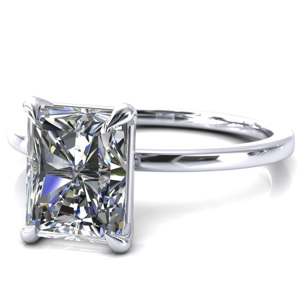 Lyla Radiant Moissanite 4 Claw Prong Single Rail Solitaire Ring-Custom-Made Jewelry-Fire & Brilliance ®
