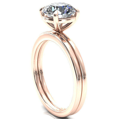 Lyla Round Moissanite 4 Claw Prong Single Rail Solitaire Ring-Custom-Made Jewelry-Fire & Brilliance ®