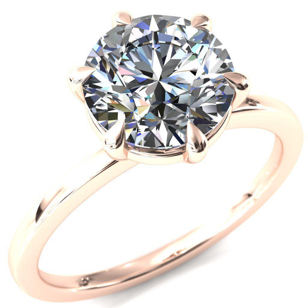 Lyla Round Moissanite 6 Claw Prong Single Rail Solitaire Ring-Custom-Made Jewelry-Fire & Brilliance ®