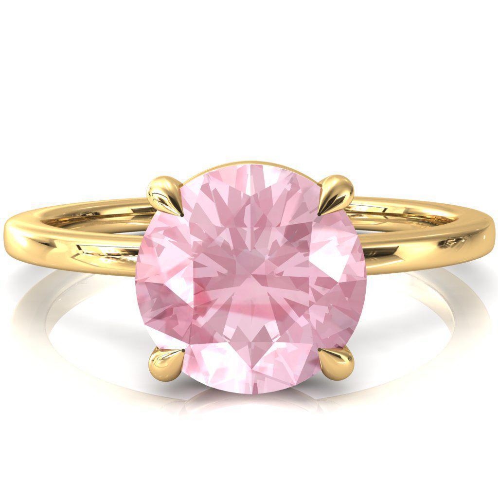 Lyla Round Pink Sapphire 4 Claw Prong Single Rail Solitaire Ring-FIRE & BRILLIANCE