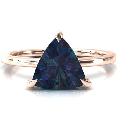 Lyla Trillion Alexandrite 4 Claw Prong Single Rail Solitaire Ring-FIRE & BRILLIANCE