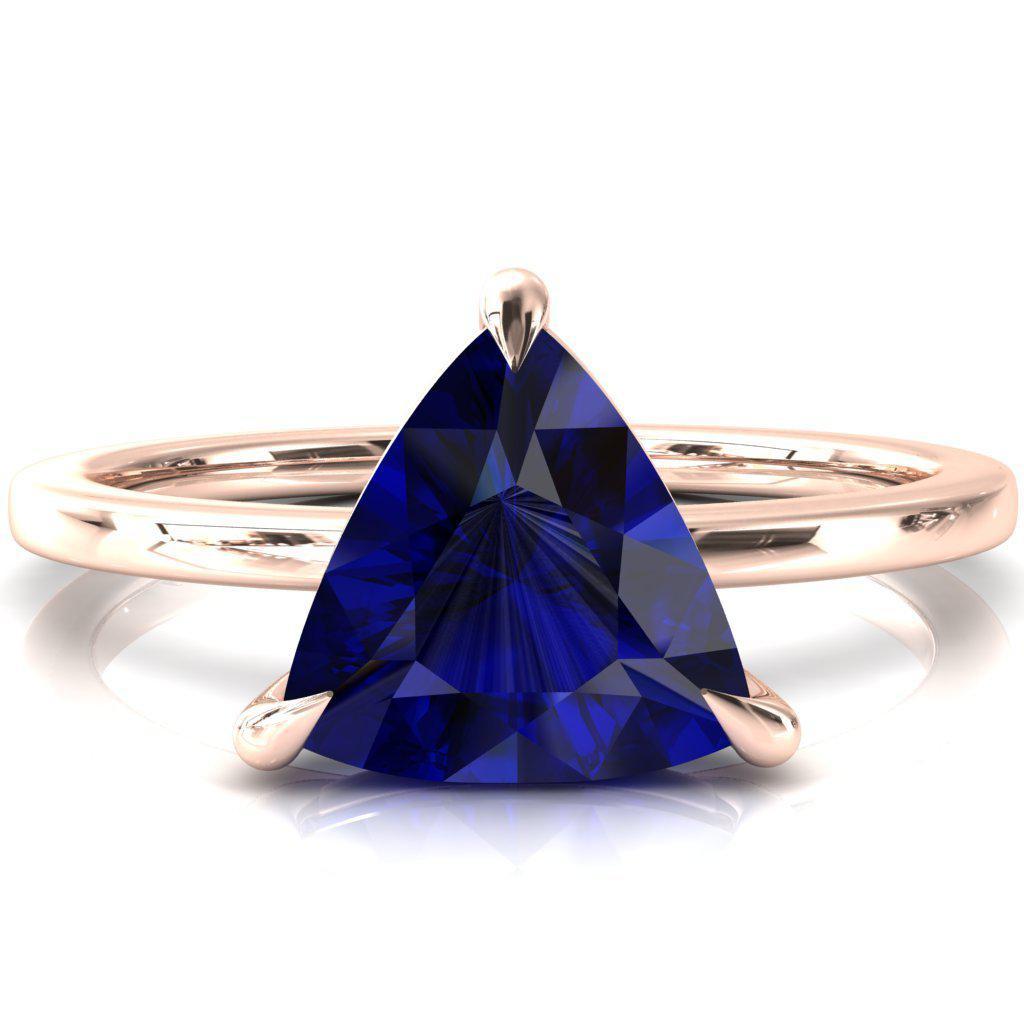 Lyla Trillion Blue Sapphire 4 Claw Prong Single Rail Solitaire Ring-FIRE & BRILLIANCE