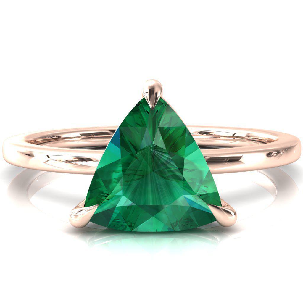 Lyla Trillion Emerald 4 Claw Prong Single Rail Solitaire Ring-FIRE & BRILLIANCE