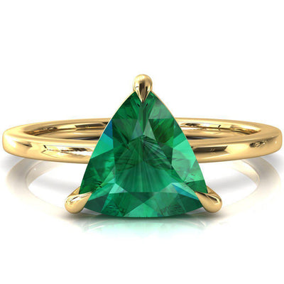 Lyla Trillion Emerald 4 Claw Prong Single Rail Solitaire Ring-FIRE & BRILLIANCE