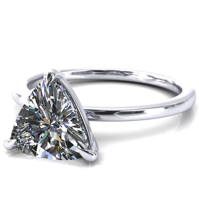 Lyla Trillion Moissanite 3 Claw Prong Single Rail Solitaire Ring-Custom-Made Jewelry-Fire & Brilliance ®