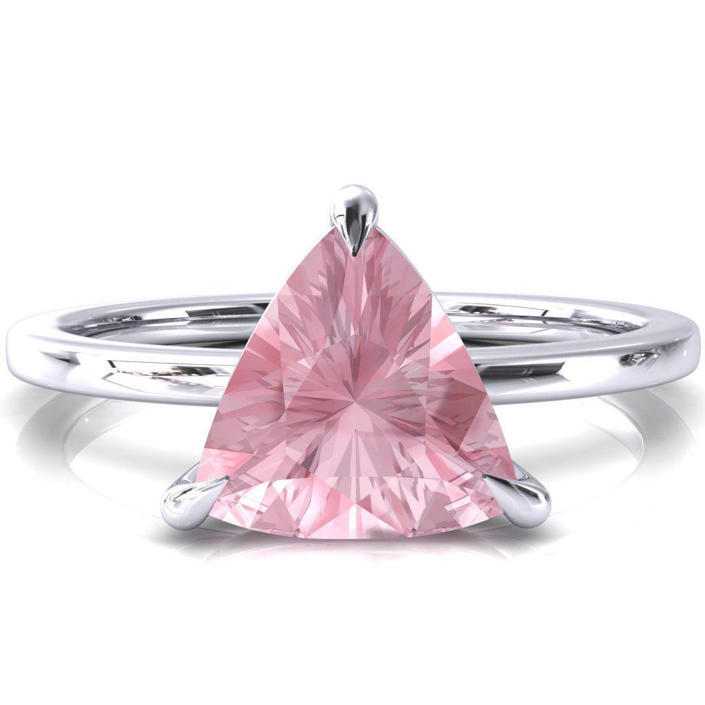 Lyla Trillion Pink Sapphire 4 Claw Prong Single Rail Solitaire Ring-FIRE & BRILLIANCE