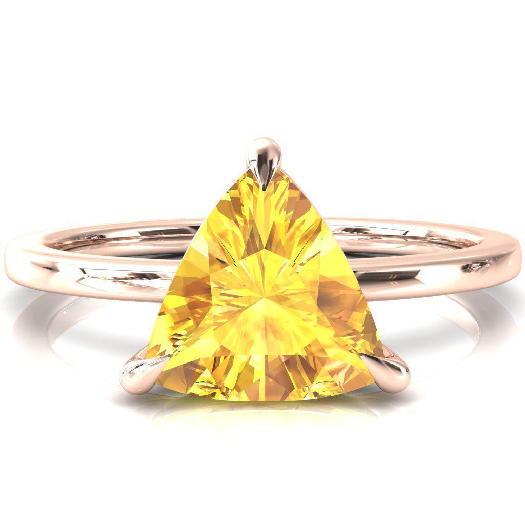 Lyla Trillion Yellow Sapphire 4 Claw Prong Single Rail Solitaire Ring-FIRE & BRILLIANCE