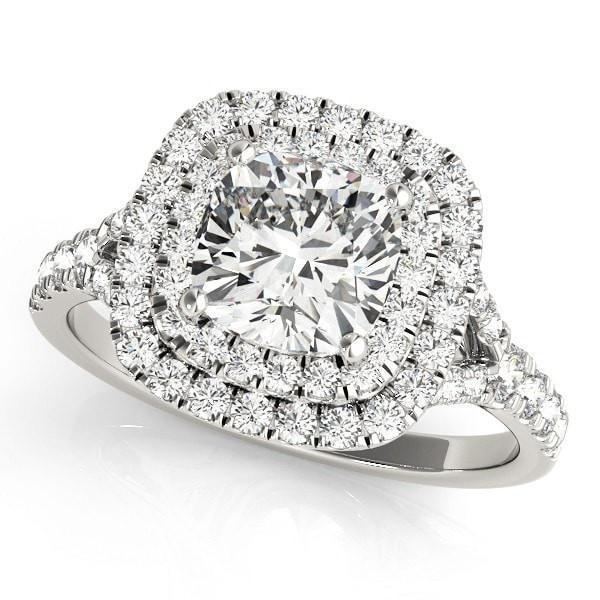 Lynne 9mm Cushion Moissanite Two Tone Double Halo Engagement Ring