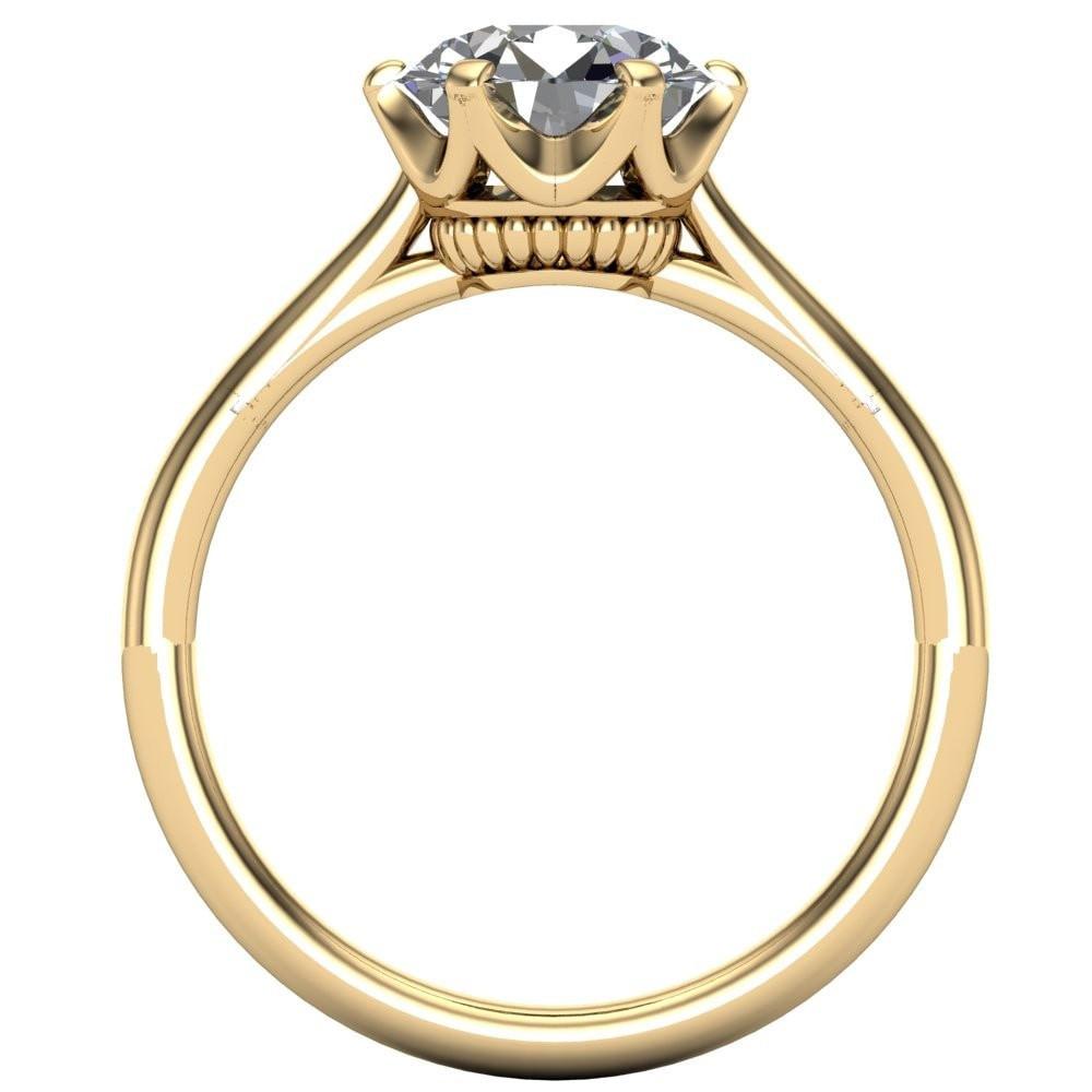 Lyra Round Moissanite V Shape 6 Prong Basket Design Cathedral Ring-Custom-Made Jewelry-Fire & Brilliance ®