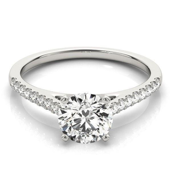 Maddie Round Moissanite Diamond Micro-Pave 4 Prong Two-Tone Cathedral Ring-Custom-Made Jewelry-Fire & Brilliance ®