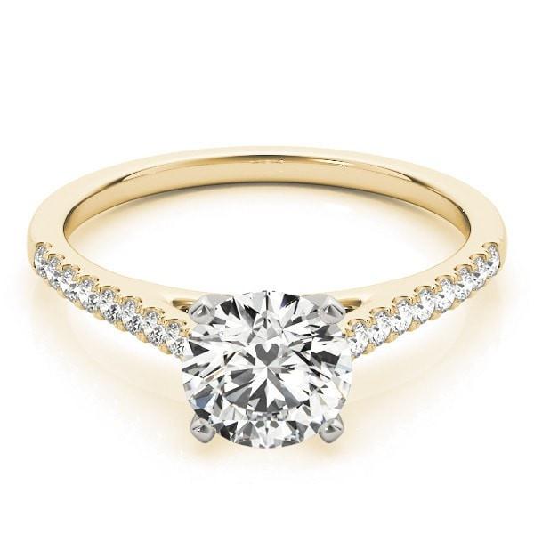 Maddie Round Moissanite Diamond Micro-Pave 4 Prong Two-Tone Cathedral Ring-Custom-Made Jewelry-Fire & Brilliance ®