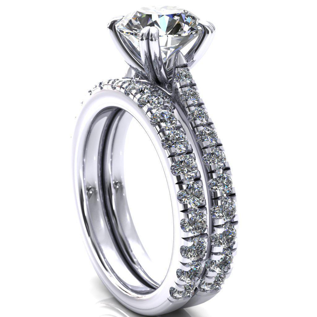 Madelynn Round Moissanite Diamond Side Bridge Cathedral Engagement Ring-Custom-Made Jewelry-Fire & Brilliance ®