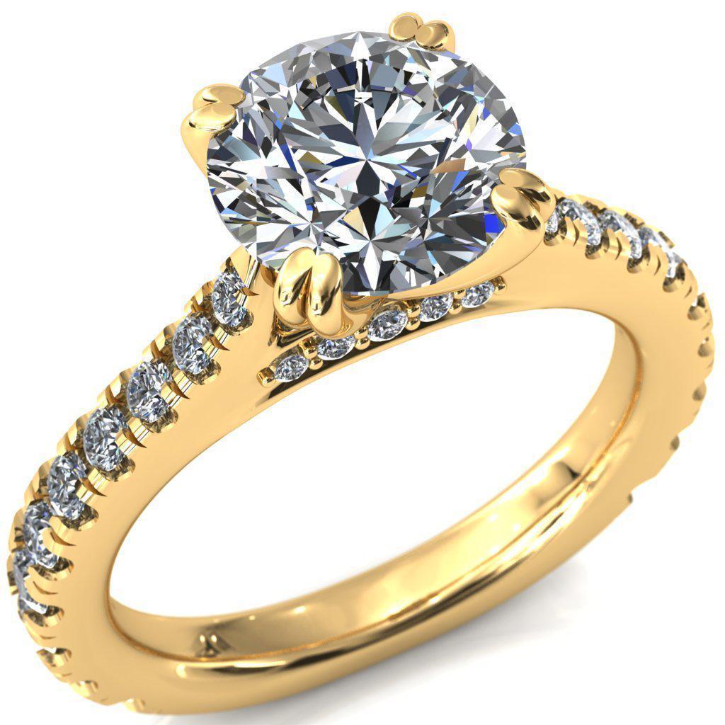 Madelynn Round Moissanite Diamond Side Bridge Cathedral Engagement Ring-Custom-Made Jewelry-Fire & Brilliance ®