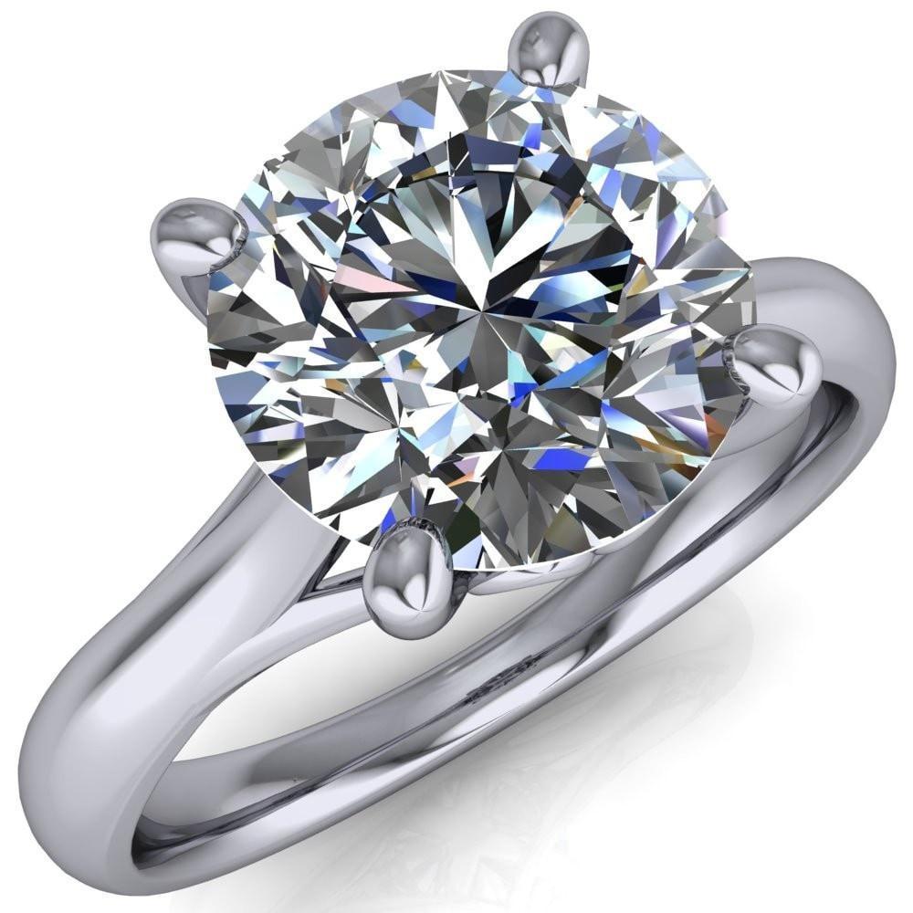 Madia Round Moissanite 4 Prongs Cathedral Classic Solitaire Ring-Custom-Made Jewelry-Fire & Brilliance ®