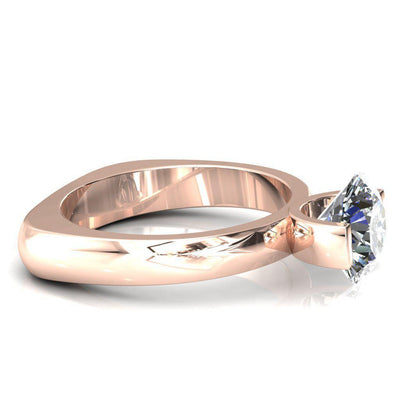 Maia Round Moissanite U Gallery Half Bezel Set Euro Shank Solitaire Ring-Custom-Made Jewelry-Fire & Brilliance ®