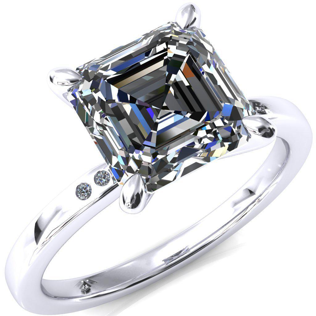 Maise Asscher Moissanite 4 Prong Diamond Accent Engagement Ring-FIRE & BRILLIANCE